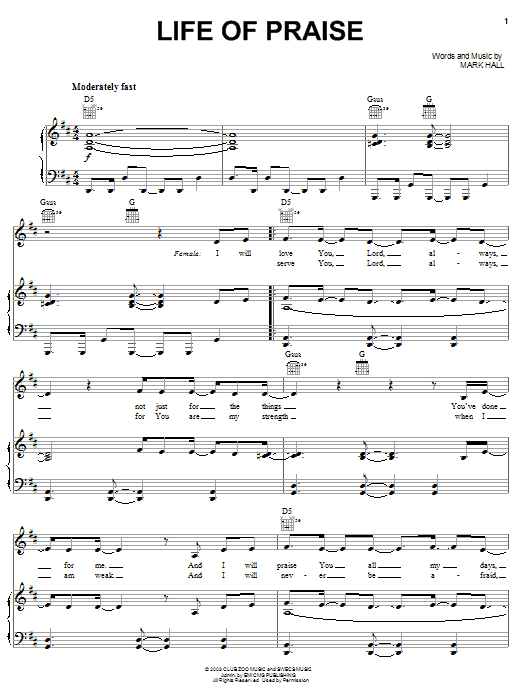 Casting Crowns Life Of Praise sheet music notes and chords. Download Printable PDF.