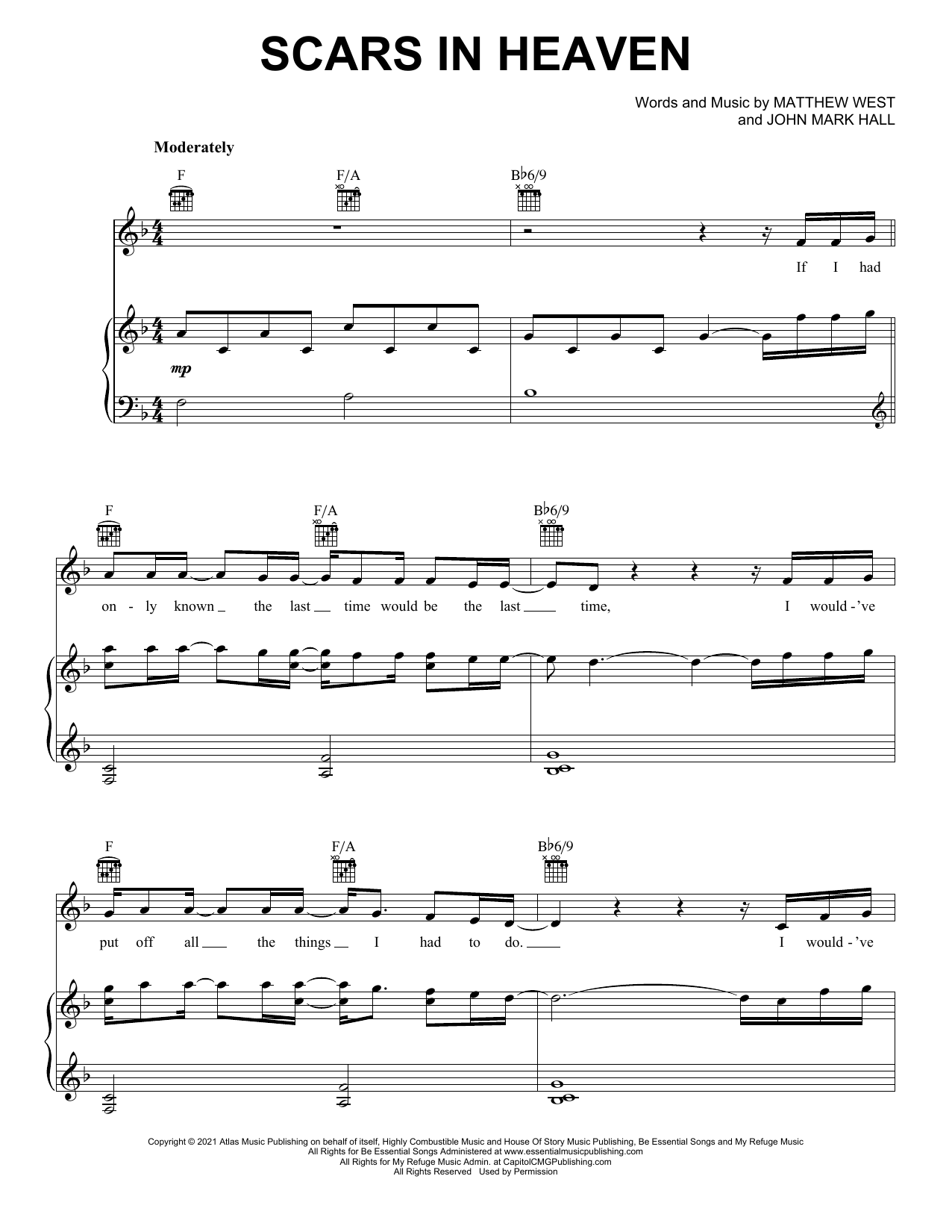 Casting Crowns "Scars In Heaven" Sheet Music Download Printable PDF