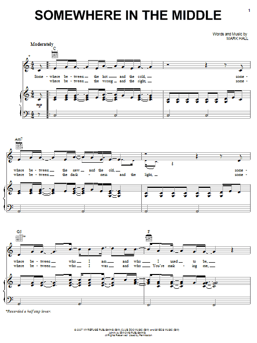 Learn to play Casting Crowns Somewhere In The Middle sheet music for Easy Piano in minutes. Casting Crowns Somewhere In The Middle sheet music notes and chords. Download Printable PDF.