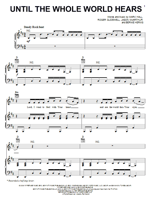 Learn to play Casting Crowns Until The Whole World Hears sheet music for Piano, Vocal & Guitar (Right-Hand Melody) in minutes. Casting Crowns Until The Whole World Hears sheet music notes and chords. Download Printable PDF.