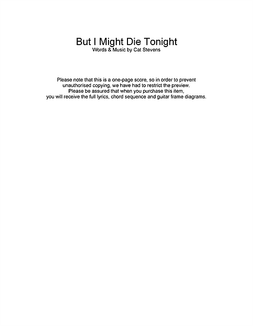 Cat Stevens But I Might Die Tonight From The Musical Moonshadow