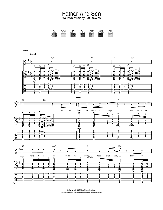 Cat Stevens Father And Son sheet music notes and chords. Download Printable PDF.