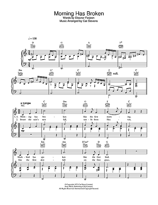 Cat Stevens Morning Has Broken Sheet Music Pdf Notes Chords Pop Score Guitar Chords Lyrics Download Printable Sku