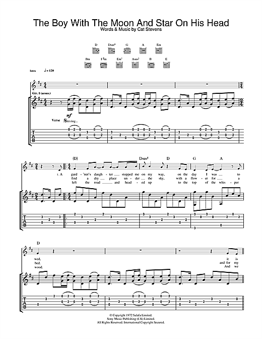 Cat Stevens The Boy With The Moon And Star On His Head Sheet
