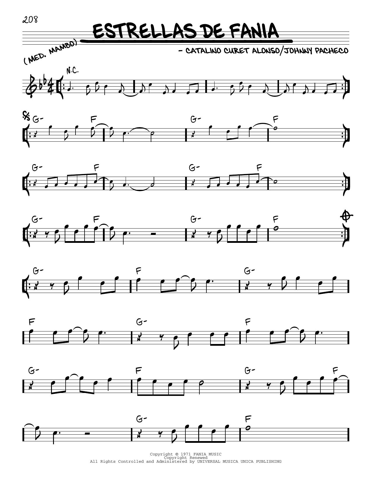 Learn to play Catalino Curet Alonso Estrellas De Fania sheet music for Real Book – Melody & Chords in minutes. Catalino Curet Alonso Estrellas De Fania sheet music notes and chords. Download Printable PDF.