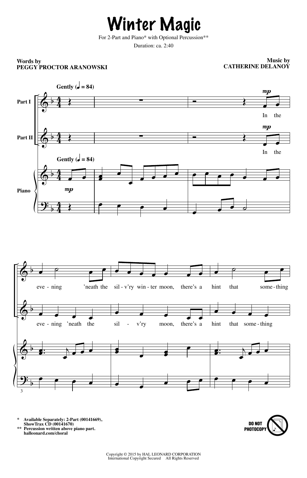 Catherine DeLanoy Winter Magic sheet music notes and chords. Download Printable PDF.