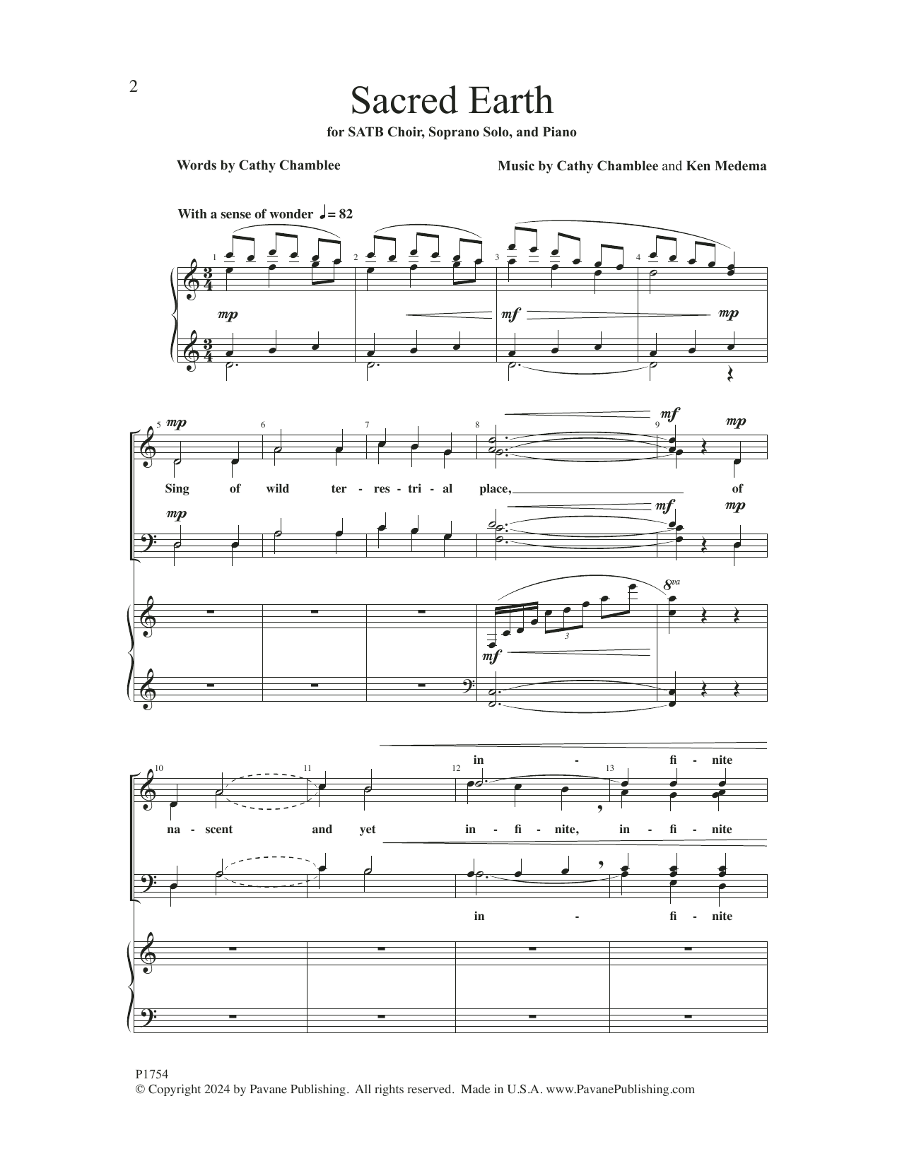 Cathy Chamblee Sacred Earth sheet music notes and chords. Download Printable PDF.