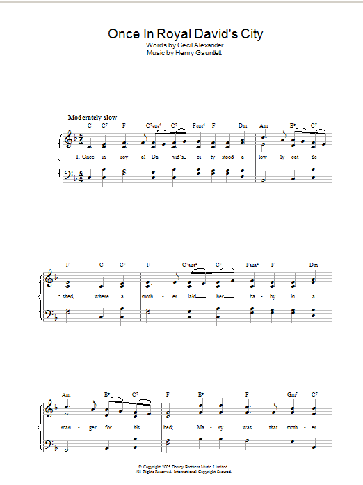 Christmas Carol Once In Royal David's City sheet music notes and chords. Download Printable PDF.