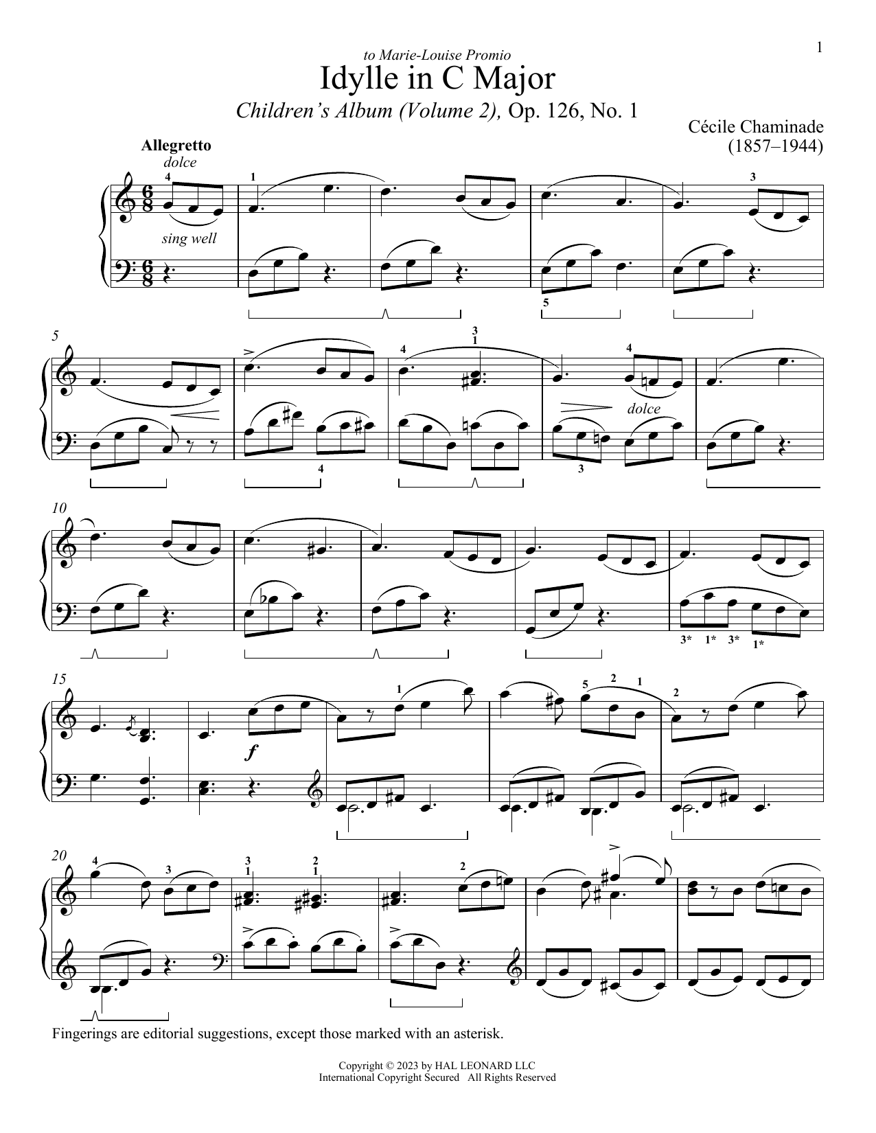 Cecile Chaminade Idylle sheet music notes and chords. Download Printable PDF.