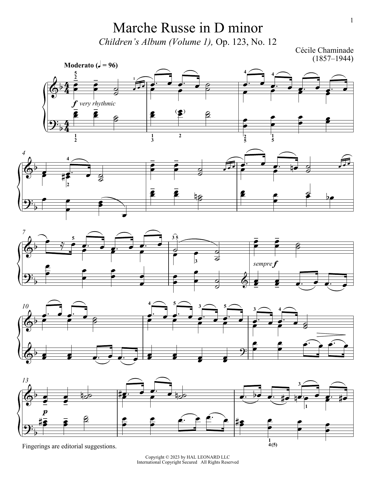 Cecile Chaminade Marche Russe sheet music notes and chords. Download Printable PDF.