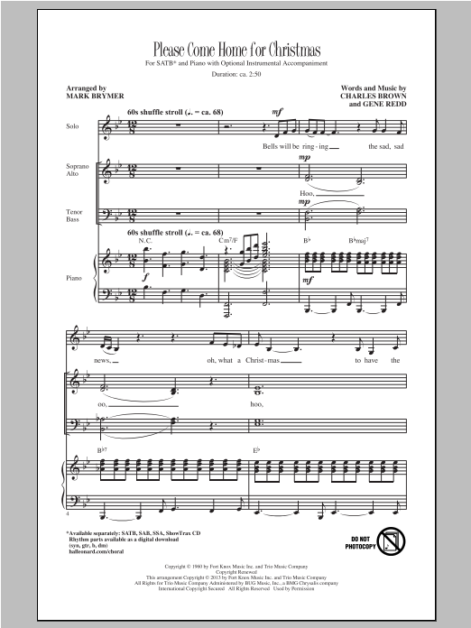Cee Lo Green Please Come Home For Christmas (arr. Mark Brymer) sheet music notes and chords. Download Printable PDF.
