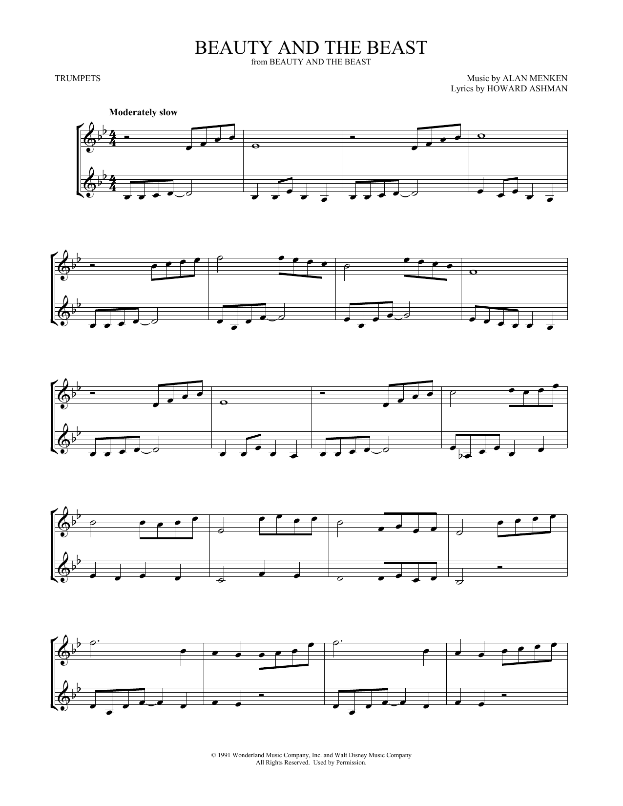 Celine Dion & Peabo Bryson Beauty And The Beast (arr. Mark Phillips) sheet music notes and chords. Download Printable PDF.