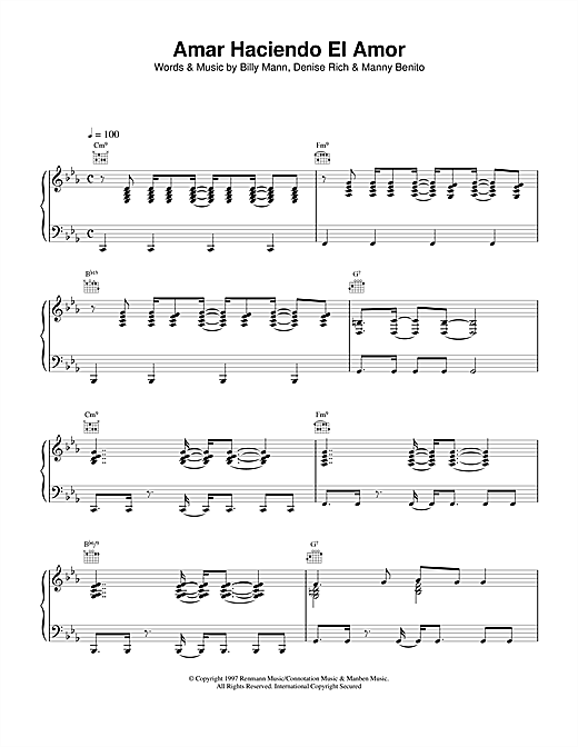Celine Dion Amar Haciendo El Amor sheet music notes and chords. Download Printable PDF.