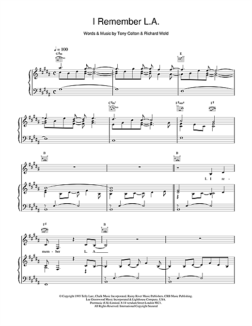 Celine Dion I Remember L.A. sheet music notes and chords. Download Printable PDF.