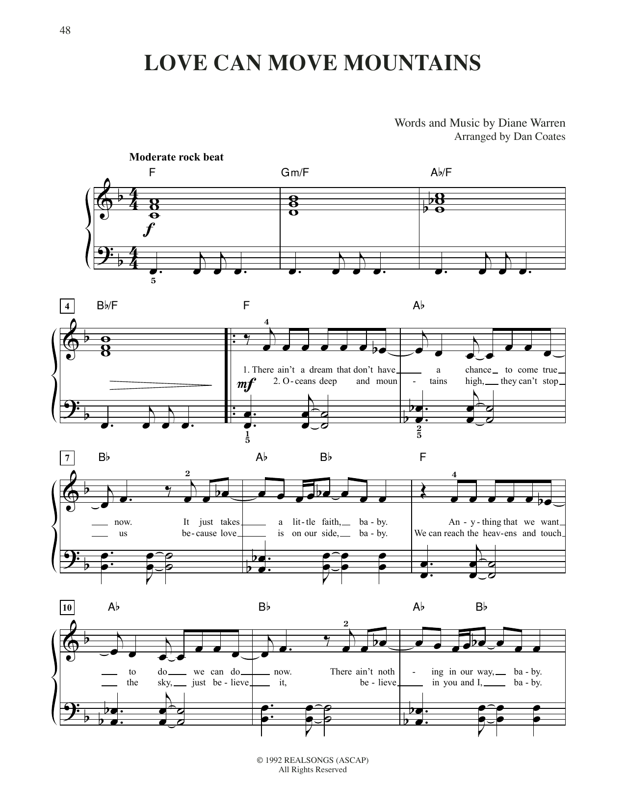 Learn to play Celine Dion Love Can Move Mountains sheet music for Easy Piano in minutes. Price: 6.9900$ Celine Dion Love Can Move Mountains sheet music notes and chords arranged for Easy Piano