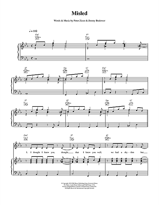 Celine Dion Misled sheet music notes and chords. Download Printable PDF.