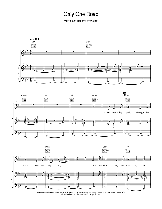 Celine Dion Only One Road sheet music notes and chords. Download Printable PDF.