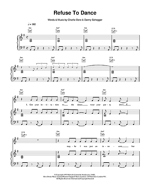 Celine Dion Refuse To Dance sheet music notes and chords. Download Printable PDF.