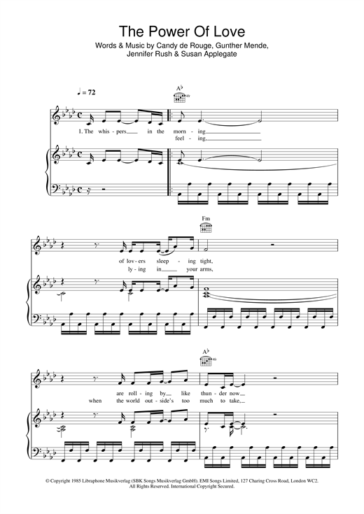 Celine Dion The Power Of Love sheet music notes and chords. Download Printable PDF.