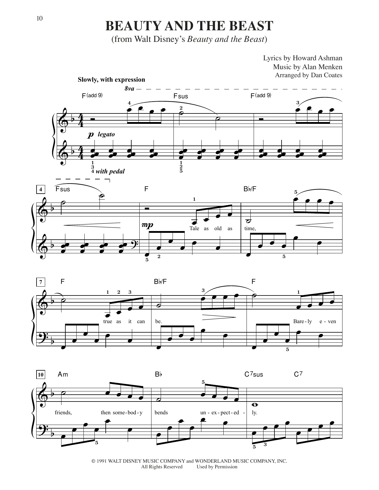 Celine Dion & Peabo Bryson "Beauty And The Beast" Sheet Music PDF Notes