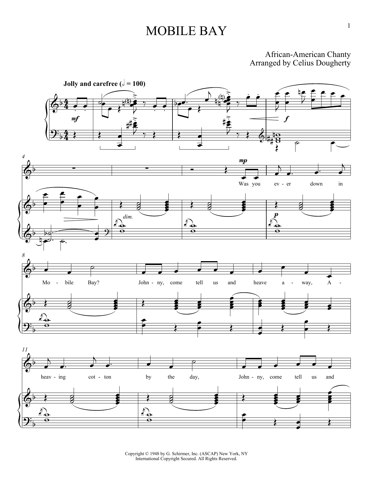 Celius Dougherty Mobile Bay sheet music notes and chords. Download Printable PDF.