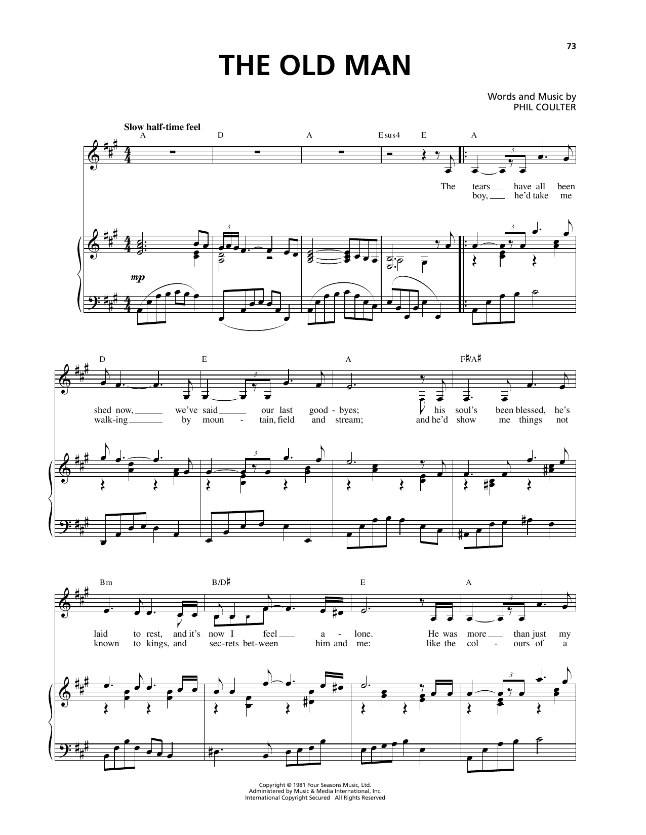 Celtic Thunder The Old Man sheet music notes and chords. Download Printable PDF.