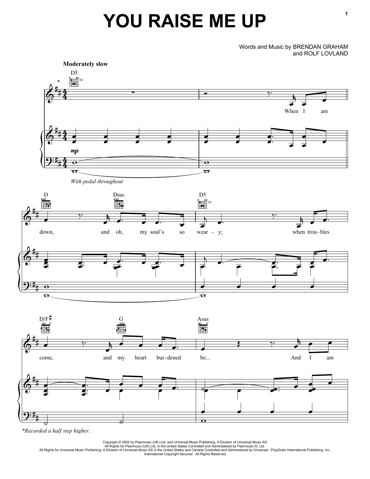 Celtic Thunder You Raise Me Up Sheet Music Pdf Notes Chords Irish Score Piano Vocal Guitar Right Hand Melody Download Printable Sku