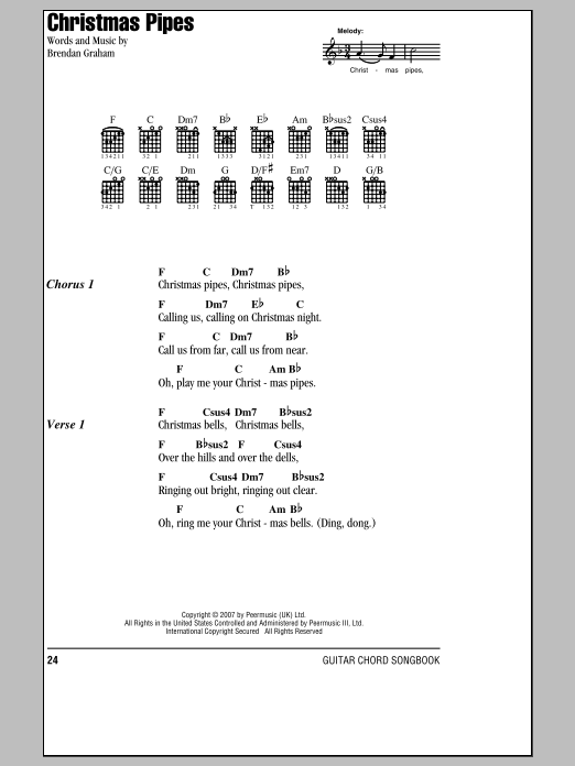 Celtic Woman Christmas Pipes sheet music notes and chords. Download Printable PDF.