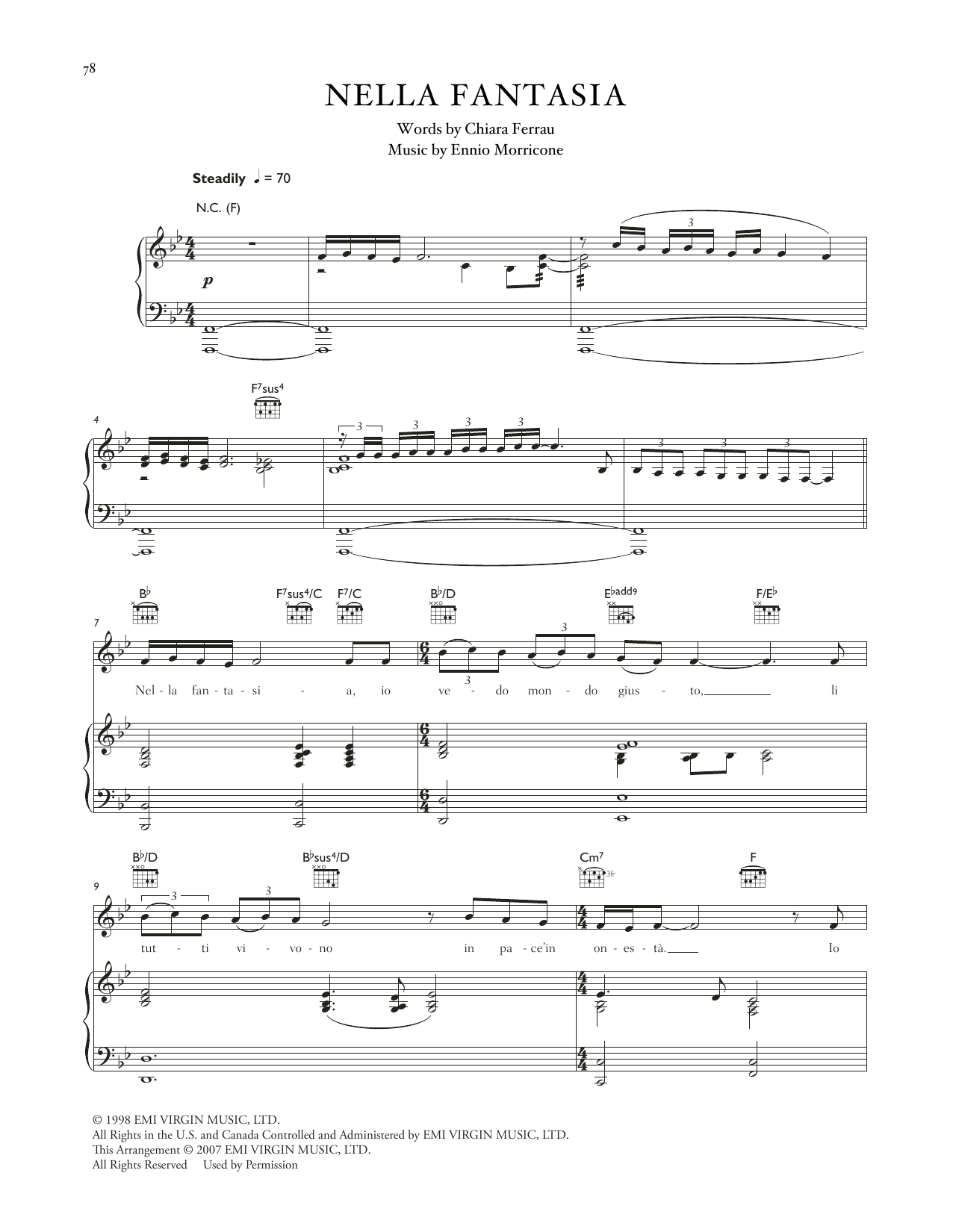 Celtic Woman Nella Fantasia sheet music notes and chords. Download Printable PDF.