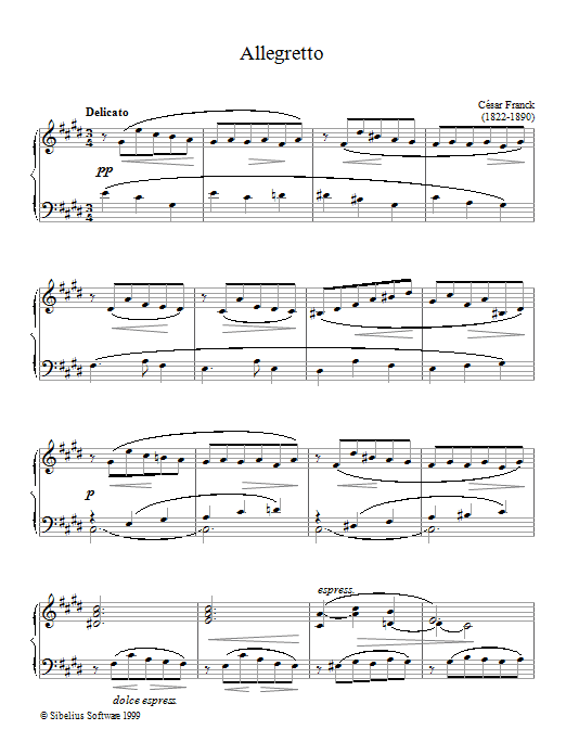 César Franck Allegretto sheet music notes and chords. Download Printable PDF.