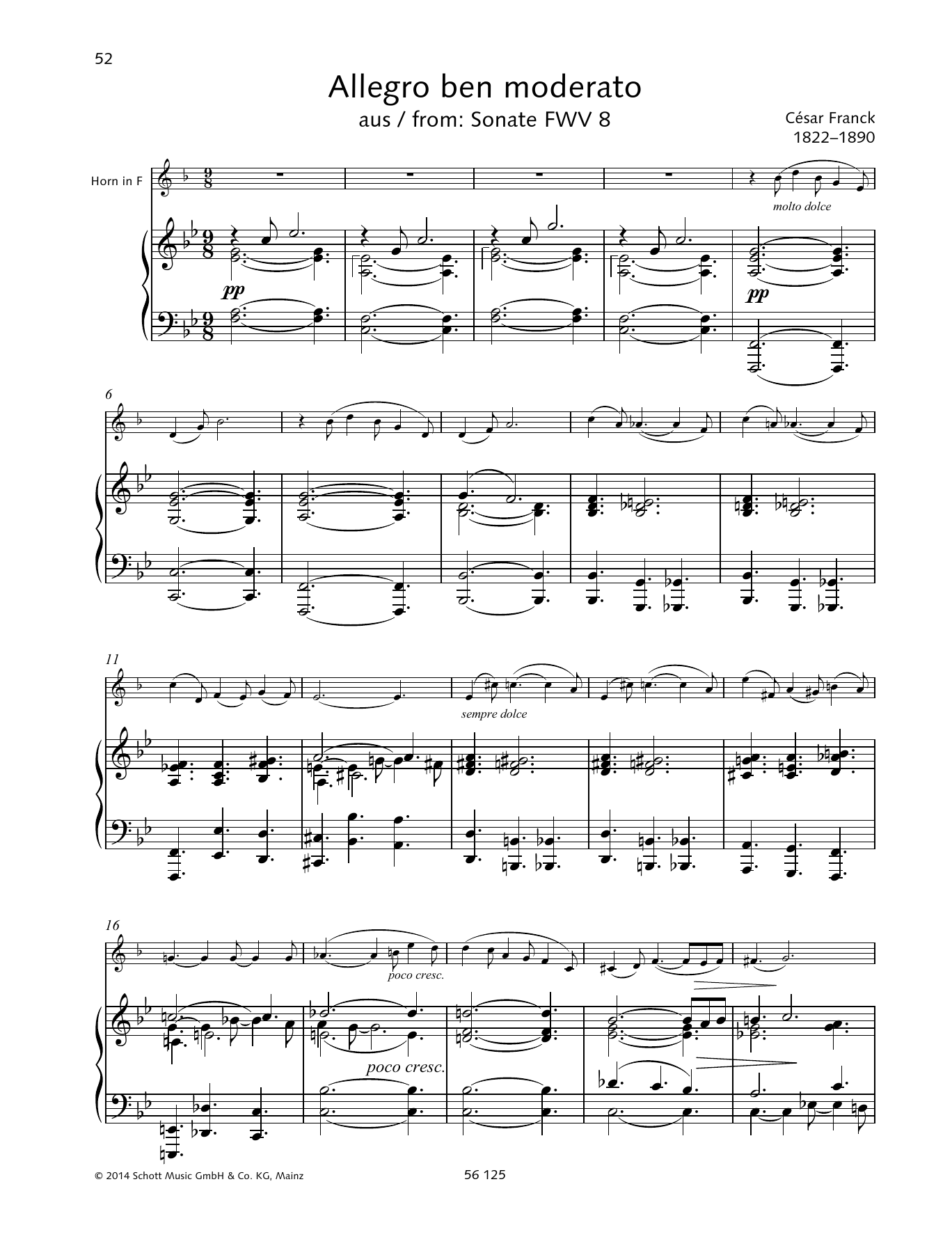 Cesar Franck Allegro ben moderato sheet music notes and chords. Download Printable PDF.