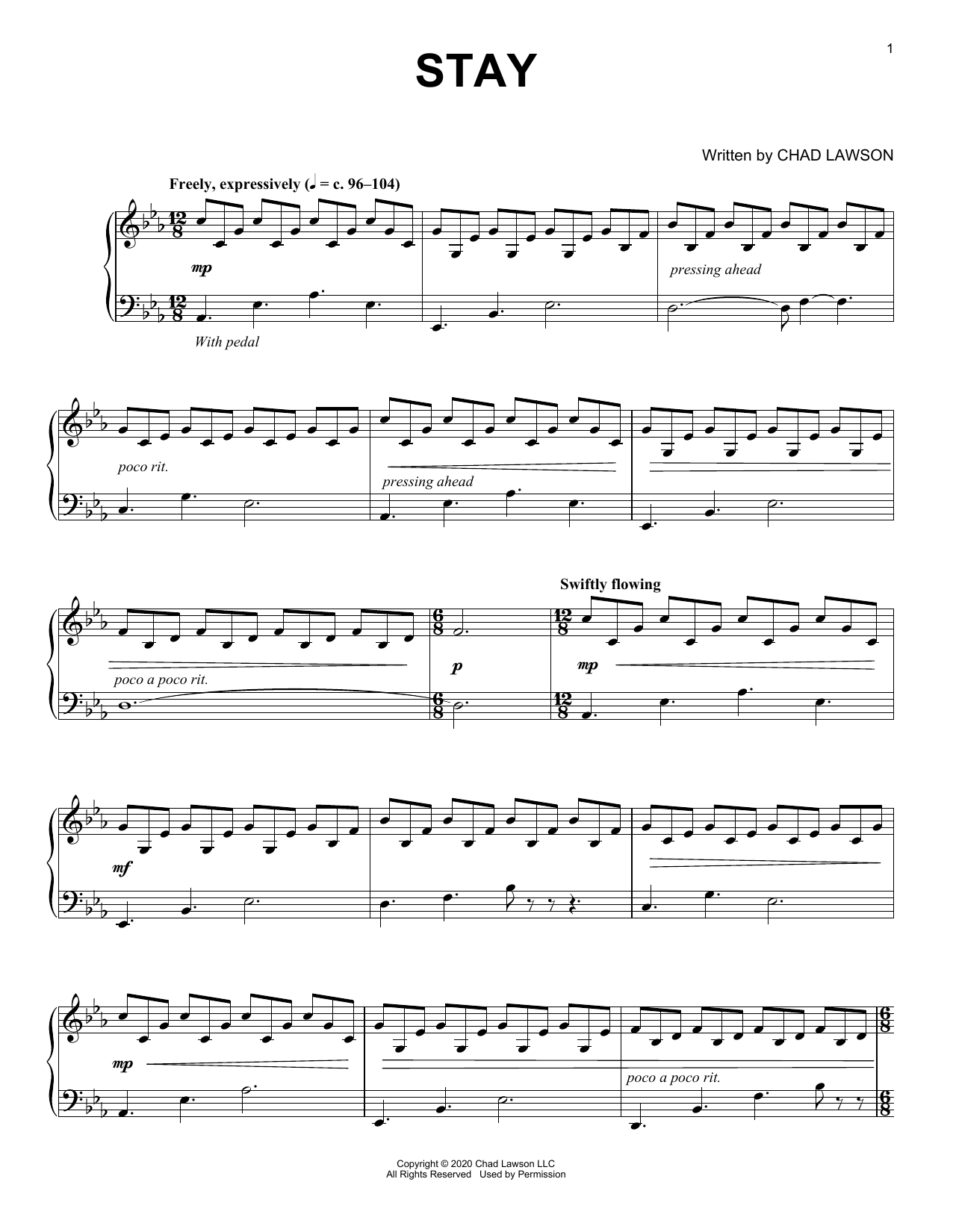 Chad Lawson Stay sheet music notes and chords. Download Printable PDF.