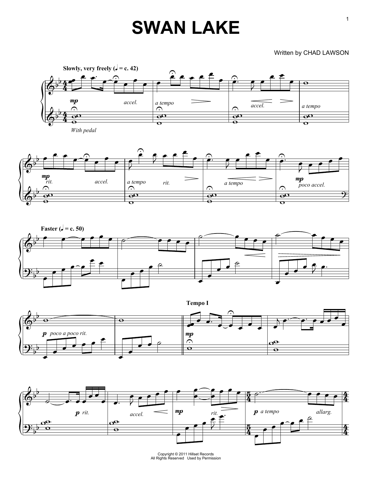 Chad Lawson Swan Lake sheet music notes and chords. Download Printable PDF.