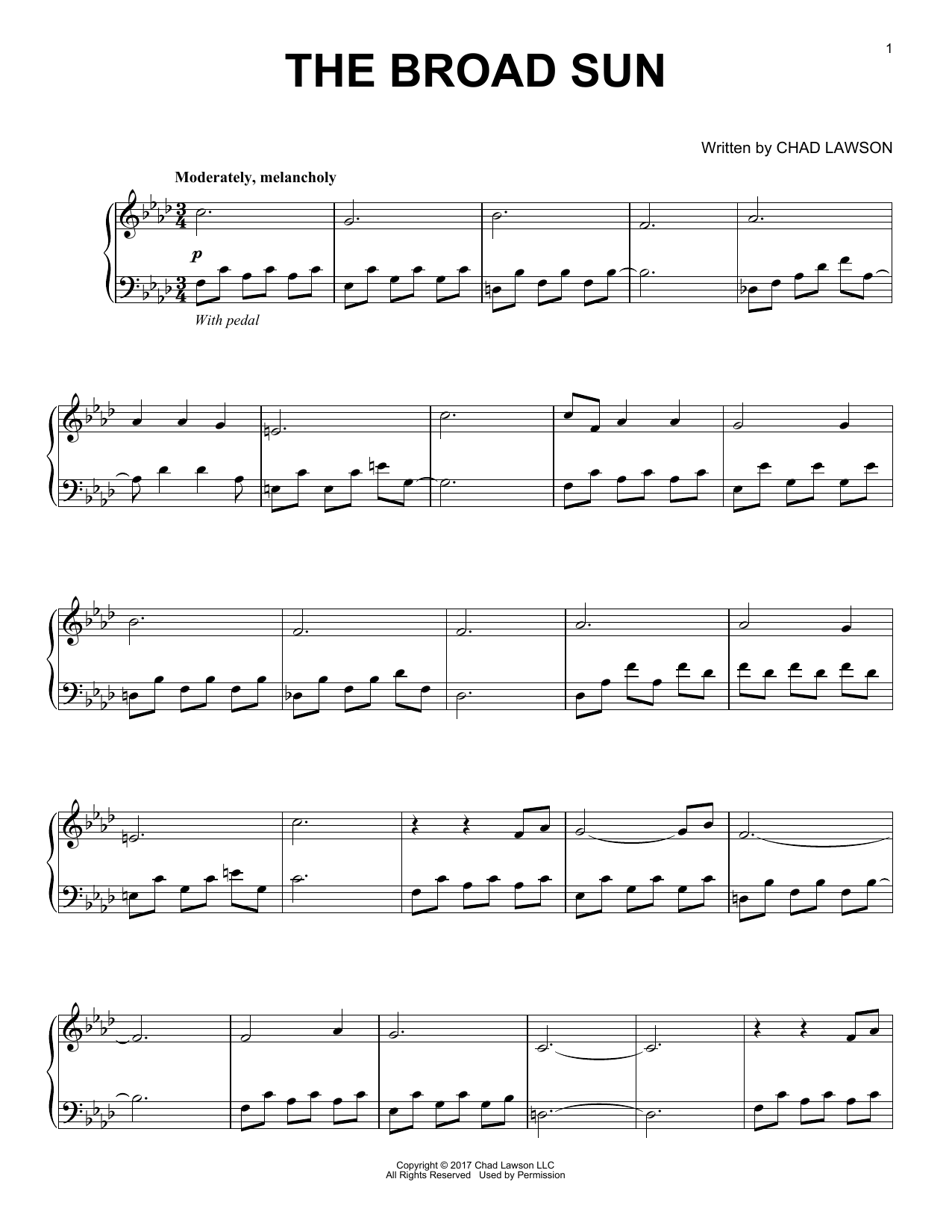 Learn to play Chad Lawson The Broad Sun sheet music for Piano Solo in minutes. Price: 7.8900$ Chad Lawson The Broad Sun sheet music notes and chords arranged for Piano Solo