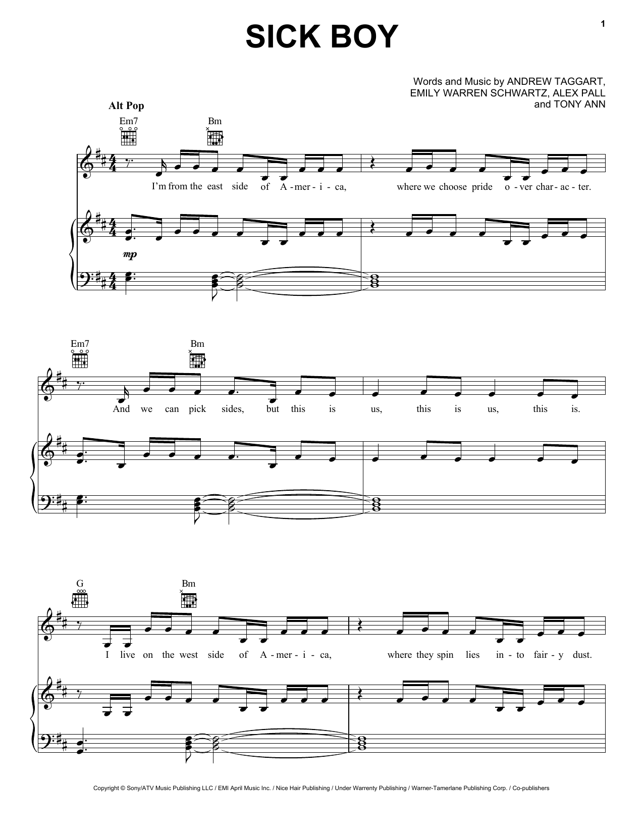 Chainsmokers Sick Boy Sheet Music Pdf Notes Chords Pop Score Piano Vocal Guitar Right Hand Melody Download Printable Sku 250115 - roblox id code to chainsmokerssick boy youtube