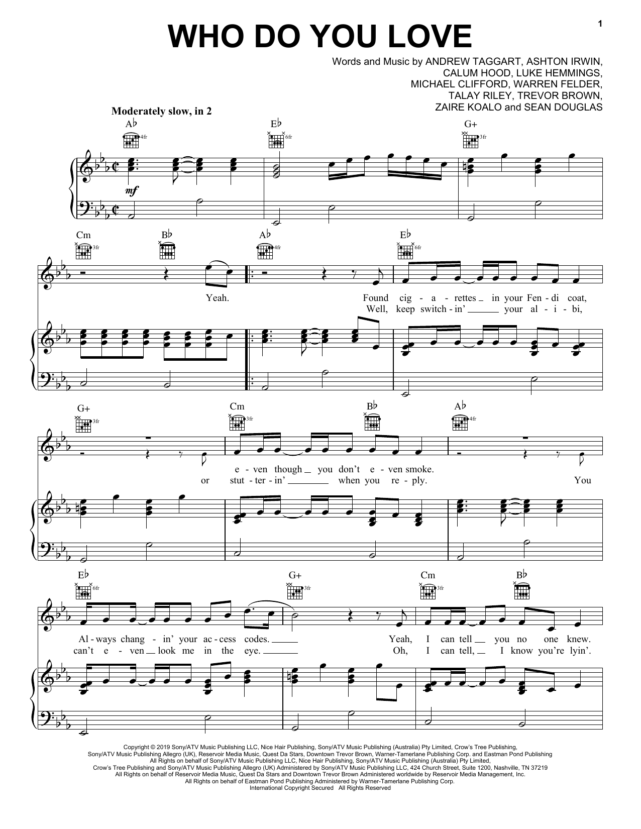 Learn to play Chainsmokers and 5 Seconds Of Summer Who Do You Love sheet music for Piano, Vocal & Guitar (Right-Hand Melody) in minutes. Chainsmokers and 5 Seconds Of Summer Who Do You Love sheet music notes and chords
