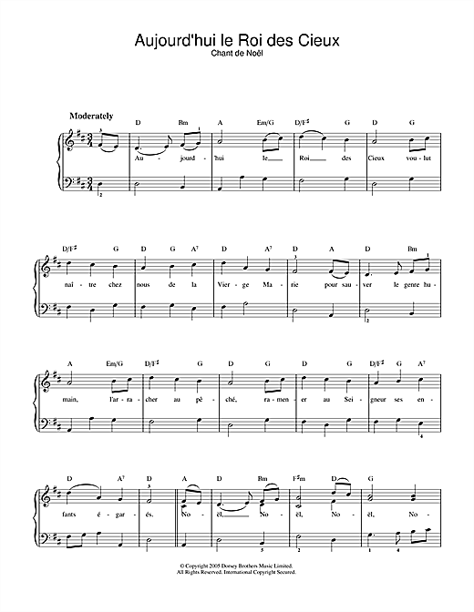 Learn to play Chant de Noël Aujourd'hui Le Roi Des Cieux sheet music for Piano & Vocal in minutes. Chant de Noël Aujourd'hui Le Roi Des Cieux sheet music notes and chords. Download Printable PDF.