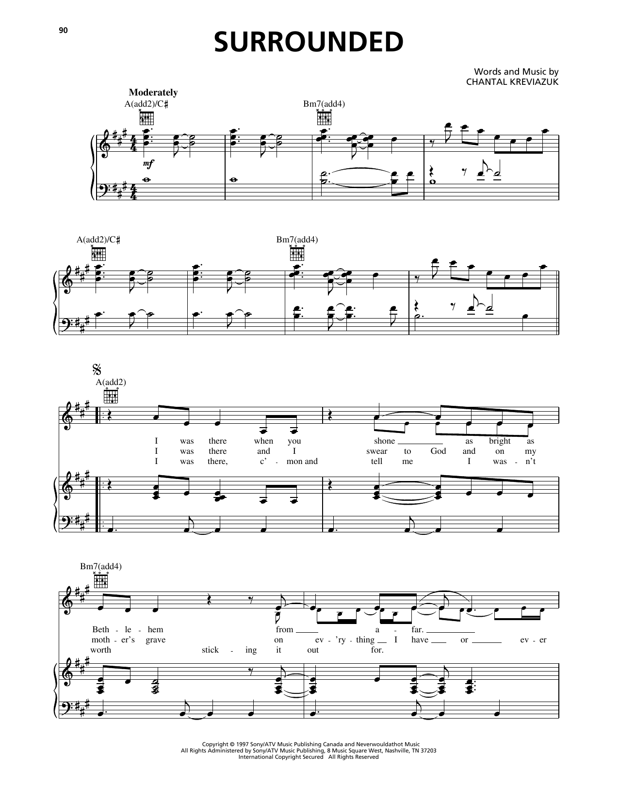 Chantal Kreviazuk Surrounded sheet music notes and chords. Download Printable PDF.