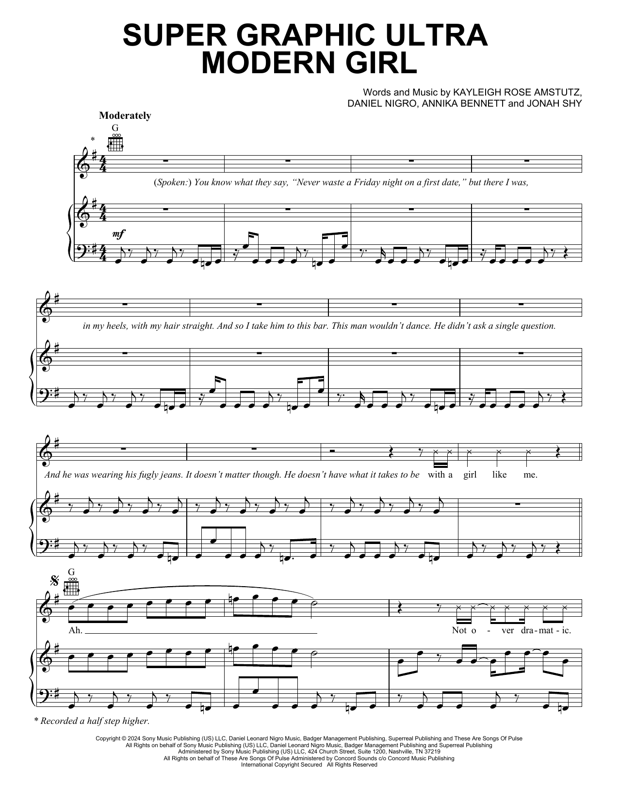 Chappell Roan Super Graphic Ultra Modern Girl Sheet Music For Piano Vocal And Guitar Download