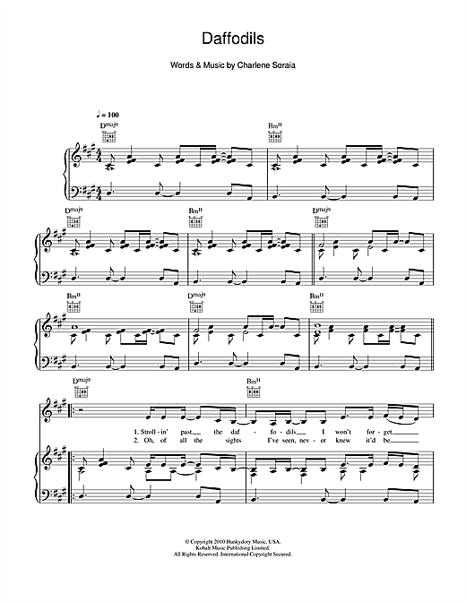 Charlene Soraia Daffodils sheet music notes and chords. Download Printable PDF.