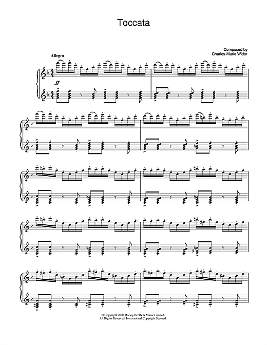 Charles-Marie Widor Toccata (from Symphony No. 5) sheet music notes and chords. Download Printable PDF.