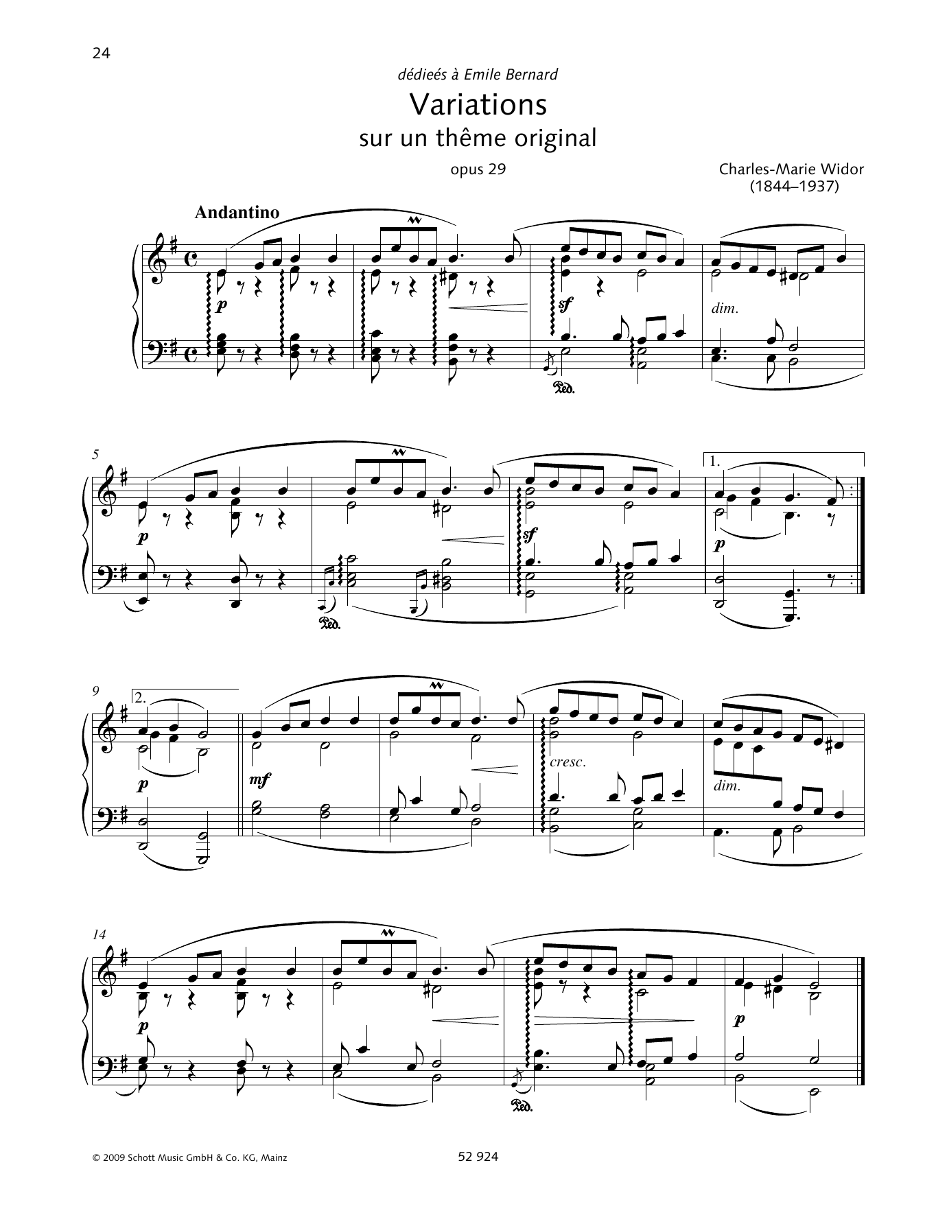 Learn to play Charles-Marie Widor Variations sur un thème original sheet music for Piano Solo in minutes. Price: 8.9900$ Charles-Marie Widor Variations sur un thème original sheet music notes and chords arranged for Piano Solo