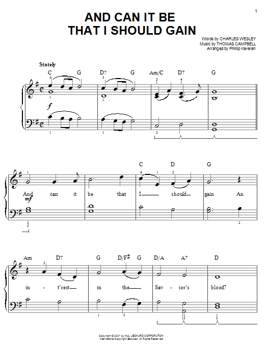 Charles Wesley And Can It Be That I Should Gain sheet music notes and chords. Download Printable PDF.