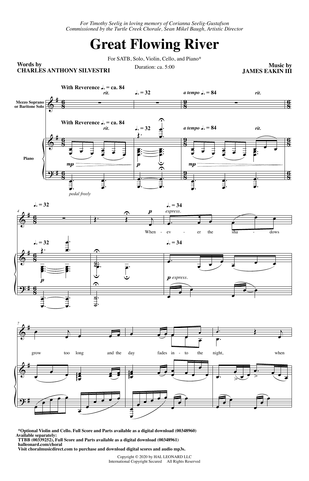 Learn to play Charles Anthony Silvestri and James Eakin III Great Flowing River sheet music for TTBB Choir in minutes. Price: 3.9900$ Charles Anthony Silvestri and James Eakin III Great Flowing River sheet music notes and chords arranged for TTBB Choir
