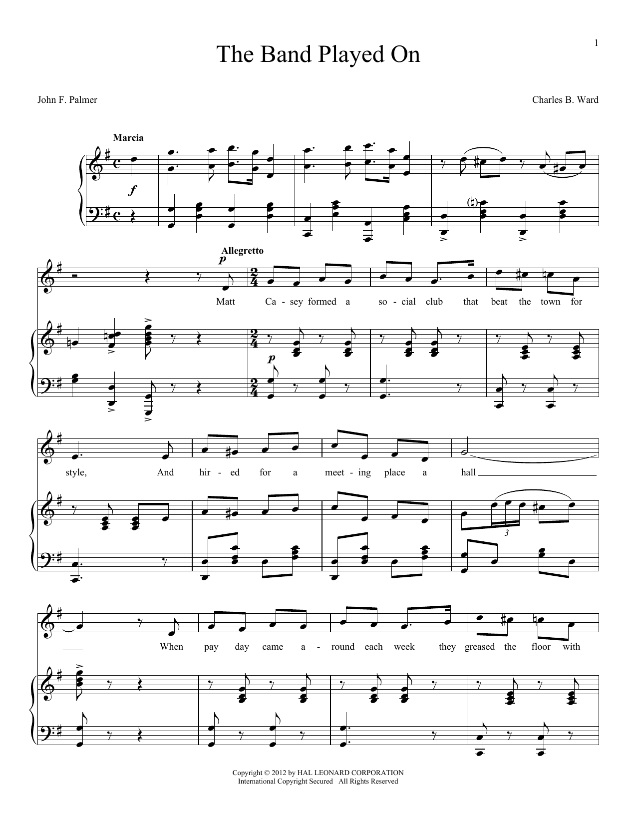 Learn to play Charles B. Ward The Band Played On sheet music for Lead Sheet / Fake Book in minutes. Price: 5.9900$ Charles B. Ward The Band Played On sheet music notes and chords arranged for Lead Sheet / Fake Book