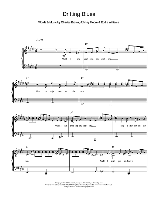 Charles Brown Drifting Blues sheet music notes and chords. Download Printable PDF.