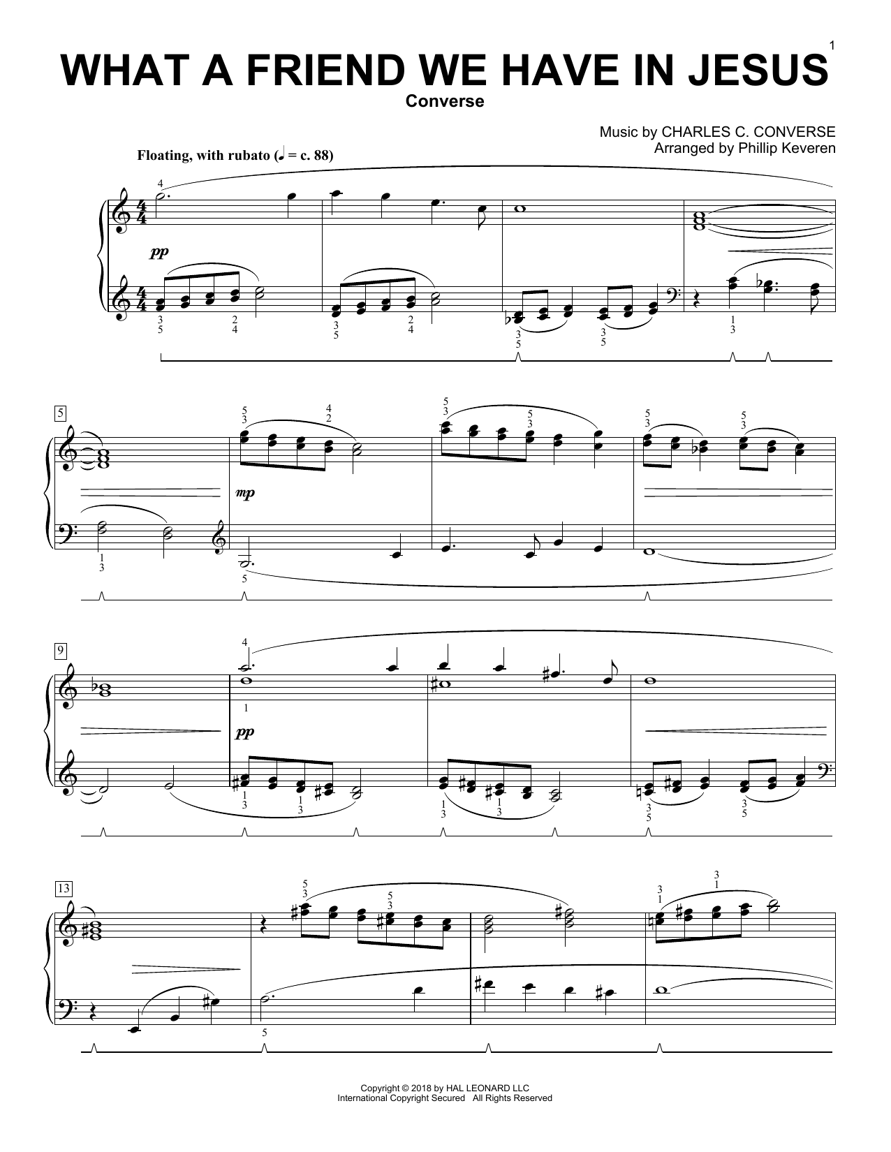 Phillip Keveren What A Friend We Have In Jesus [Classical version] (arr. Phillip Keveren) sheet music notes and chords arranged for Piano Solo