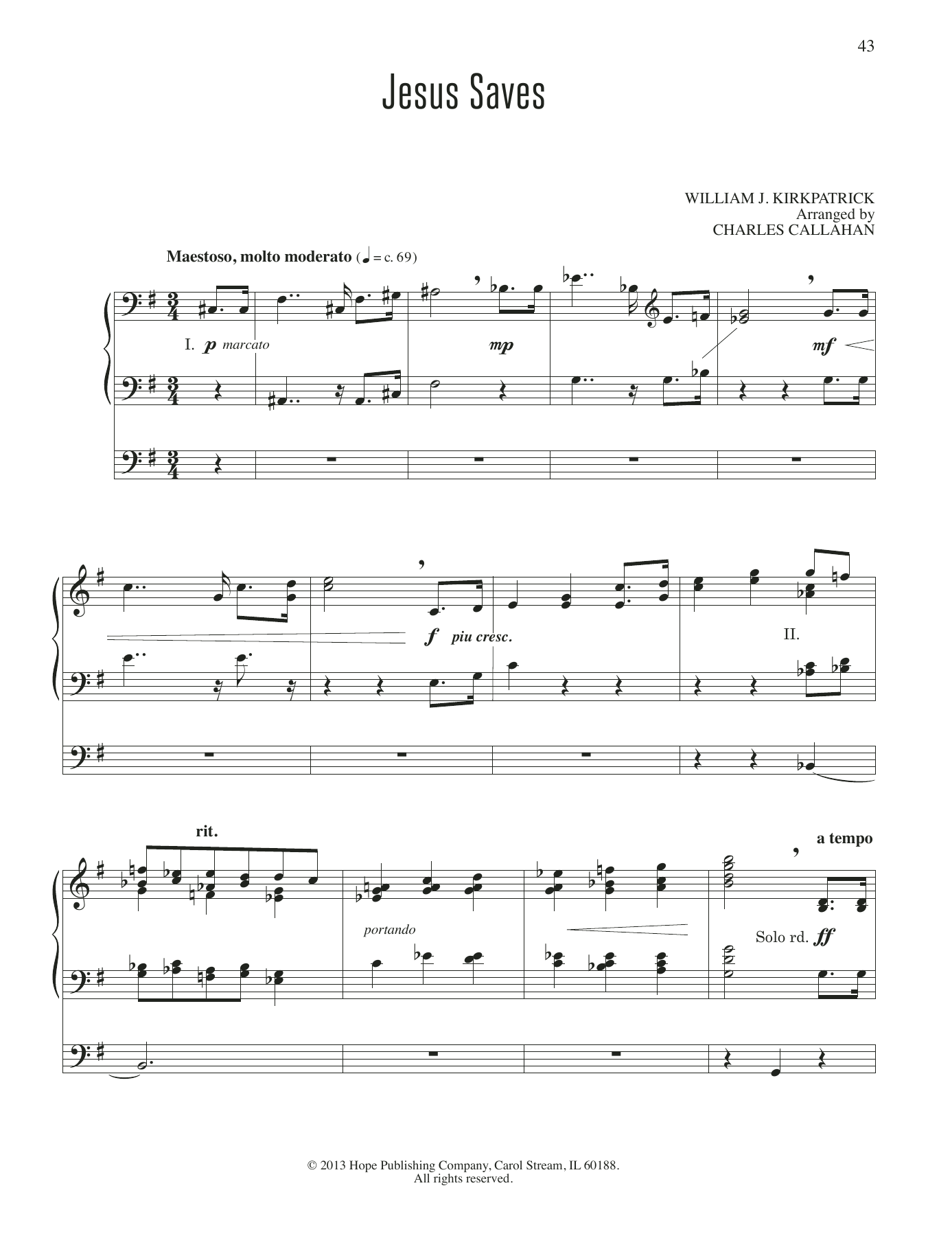 Charles Callahan Jesus Saves sheet music notes and chords. Download Printable PDF.