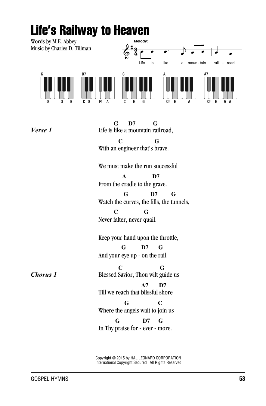 Charles D Tillman Life S Railway To Heaven Sheet Music Pdf Notes Chords Gospel Score Piano Chords Lyrics Download Printable Sku