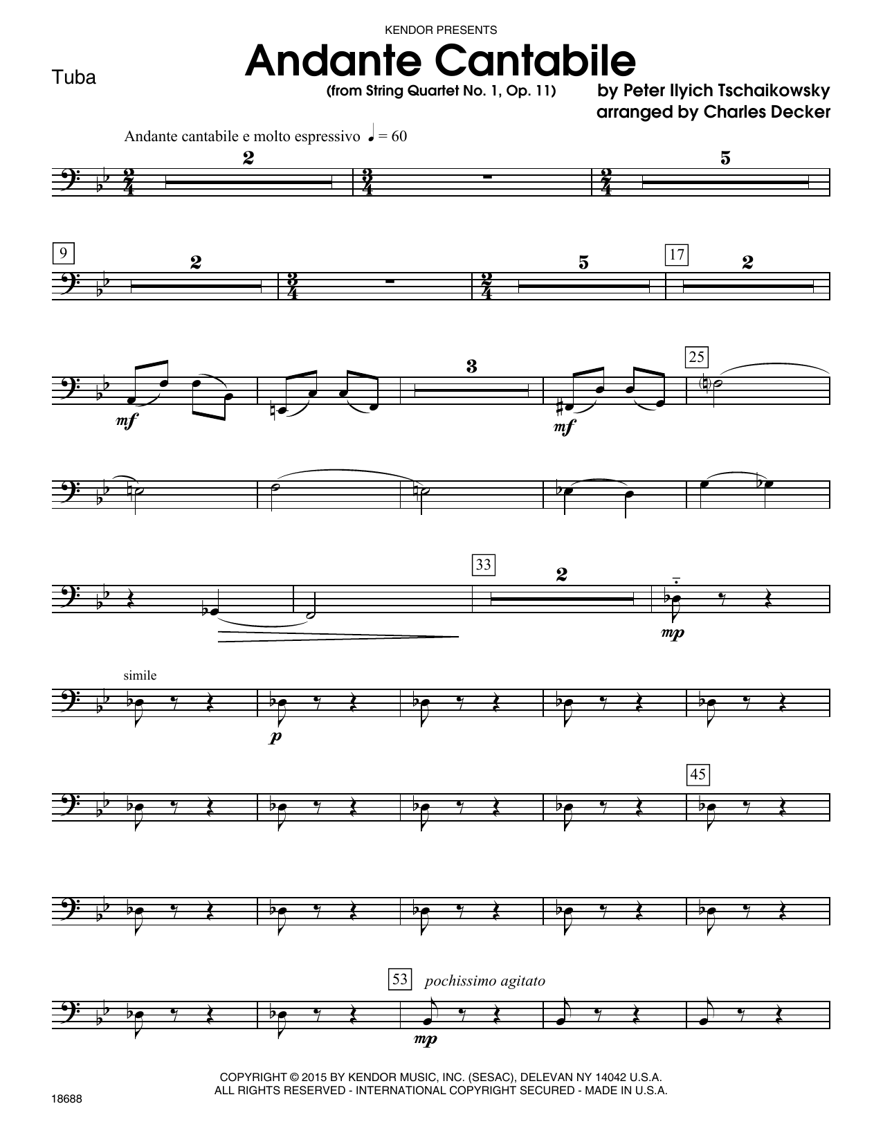 Learn to play Charles Decker Andante Cantabile (from String Quartet No. 1, Op. 11) - Tuba sheet music for Brass Ensemble in minutes. Price: 14.9900$ Charles Decker Andante Cantabile (from String Quartet No. 1, Op. 11) - Tuba sheet music notes and chords. Download Printable PDF.